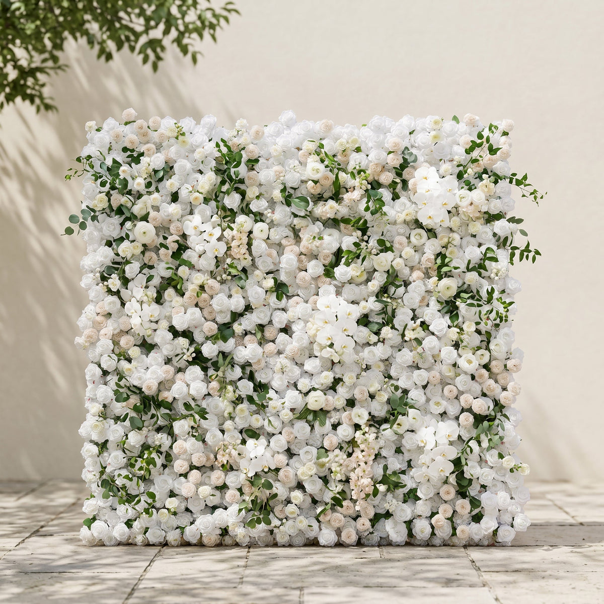 Zelloria | 5D Ivory White & Cream White Event-Ready Silk Rose Floral Wall Backdrop for Romantic Wedding & Proposal Setups | Shipping Included