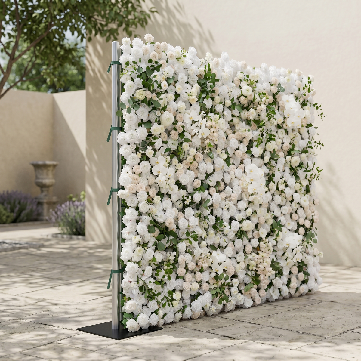 Zelloria | 5D Ivory White & Cream White Event-Ready Silk Rose Floral Wall Backdrop for Romantic Wedding & Proposal Setups | Shipping Included