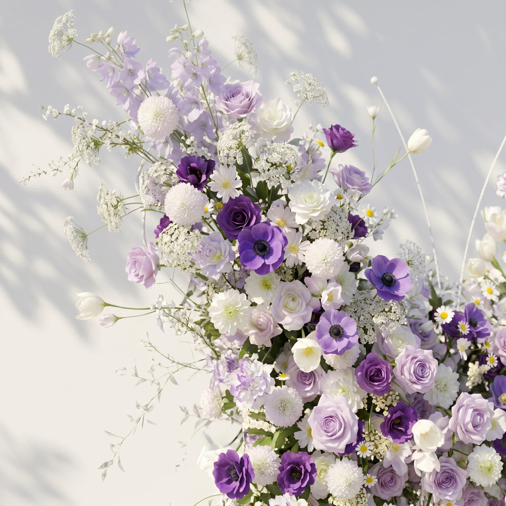 Zoressa | Lavender Purple & Ivory White Butterfly Shape Silk Wedding Arch Flower Arrangement for Romantic Wedding & Proposal Setups for Luxury Events & Parties Backdrop | Shipping Included
