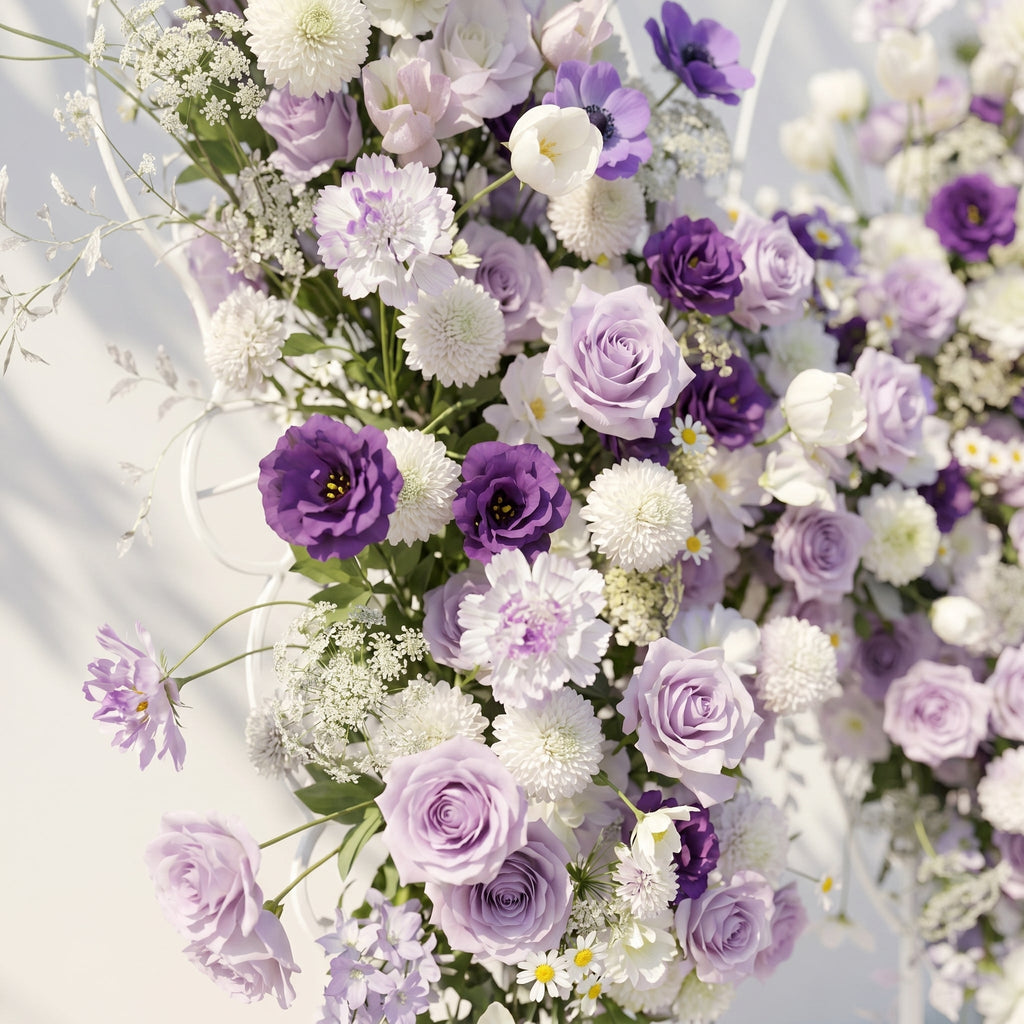 Zoressa | Lavender Purple & Ivory White Butterfly Shape Silk Wedding Arch Flower Arrangement for Romantic Wedding & Proposal Setups for Luxury Events & Parties Backdrop | Shipping Included
