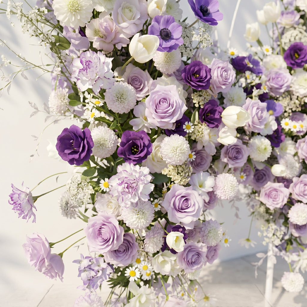 Zoressa | Lavender Purple & Ivory White Butterfly Shape Silk Wedding Arch Flower Arrangement for Romantic Wedding & Proposal Setups for Luxury Events & Parties Backdrop | Shipping Included