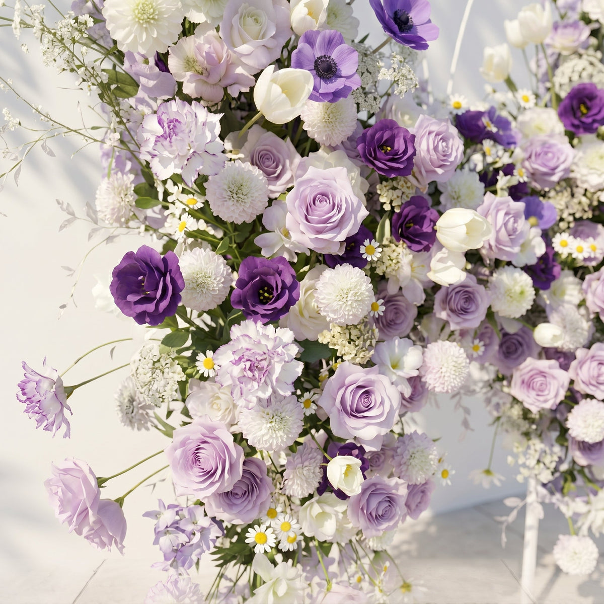 Zoressa | Lavender Purple & Ivory White Butterfly Shape Silk Wedding Arch Flower Arrangement for Romantic Wedding & Proposal Setups for Luxury Events & Parties Backdrop | Shipping Included