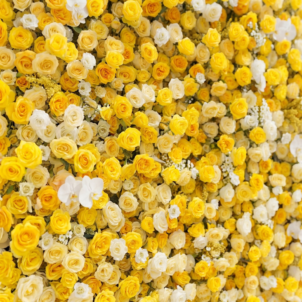 Zorova | Luxury 5D Lemon Yellow & White Silk Floral Wall Backdrop for Vibrant Summer Events | Shipping Included