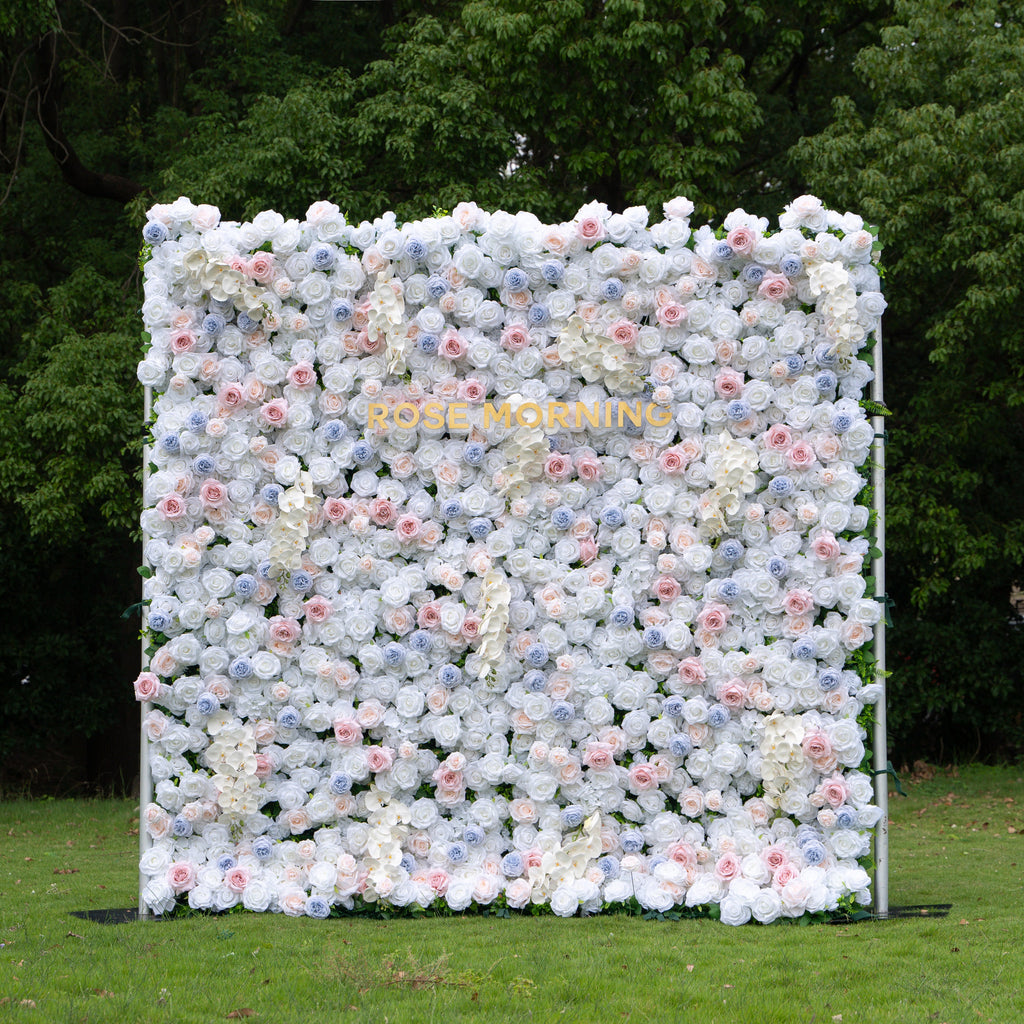 Amore | 4D Event-Ready Artificial Floral Wall Backdrop, Zip-Up Fabric 8ft*8ft | Shipping Included