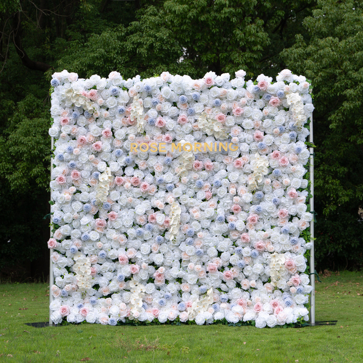 Amore | 4D Event-Ready Artificial Floral Wall Backdrop, Zip-Up Fabric 8ft*8ft | Shipping Included