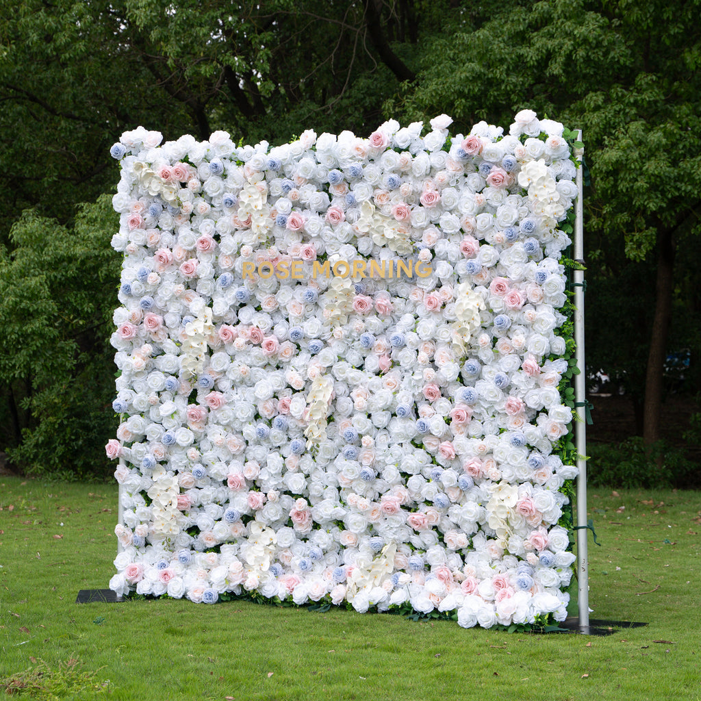 Amore | 4D Event-Ready Artificial Floral Wall Backdrop, Zip-Up Fabric 8ft*8ft | Shipping Included