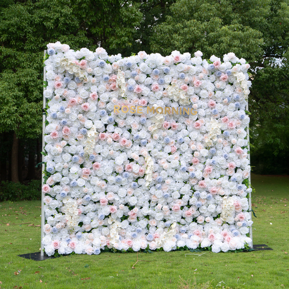 Amore | 4D Event-Ready Artificial Floral Wall Backdrop, Zip-Up Fabric 8ft*8ft | Shipping Included