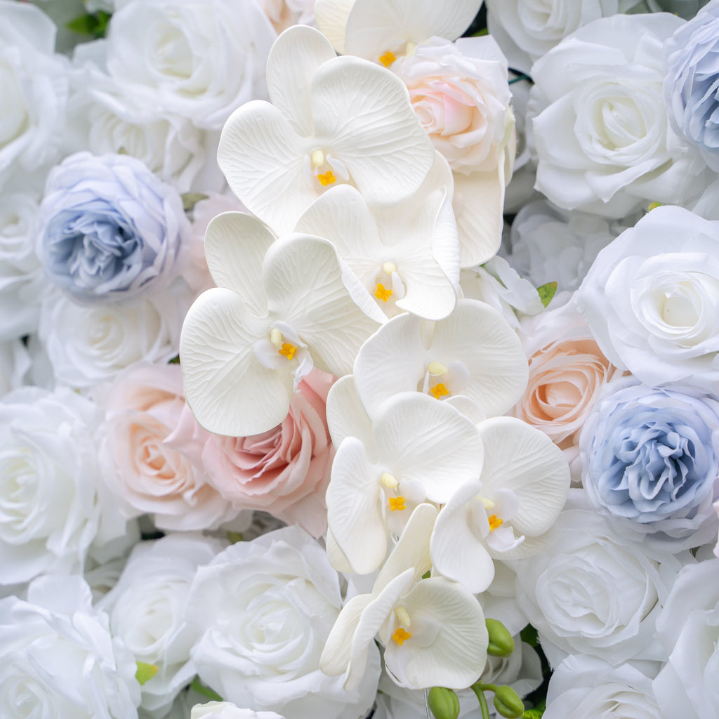 Amore | 4D Event-Ready Artificial Floral Wall Backdrop, Zip-Up Fabric 8ft*8ft | Shipping Included