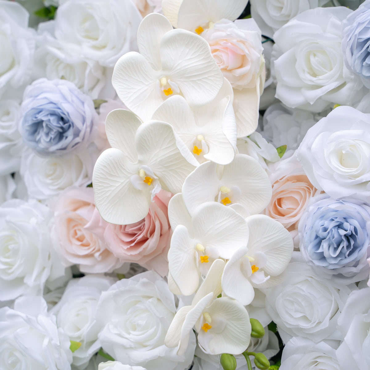 Amore | 4D Event-Ready Artificial Floral Wall Backdrop, Zip-Up Fabric 8ft*8ft | Shipping Included