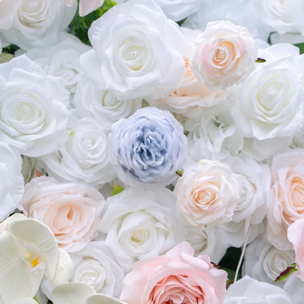 Amore | 4D Event-Ready Artificial Floral Wall Backdrop, Zip-Up Fabric 8ft*8ft | Shipping Included