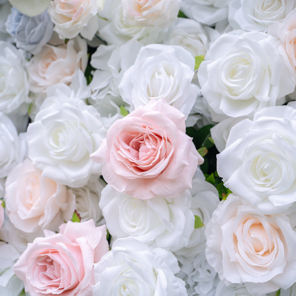 Amore | 4D Event-Ready Artificial Floral Wall Backdrop, Zip-Up Fabric 8ft*8ft | Shipping Included