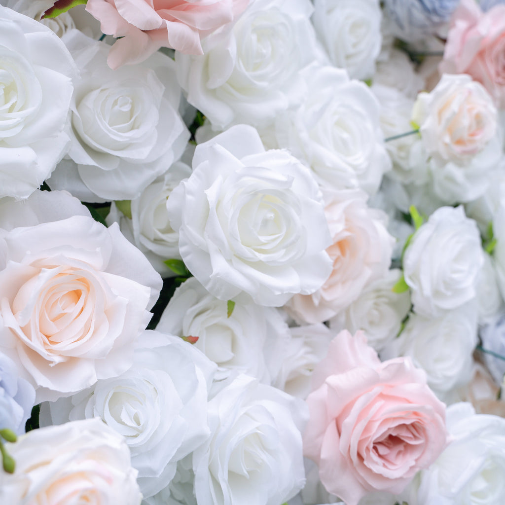 Amore | 4D Event-Ready Artificial Floral Wall Backdrop, Zip-Up Fabric 8ft*8ft | Shipping Included