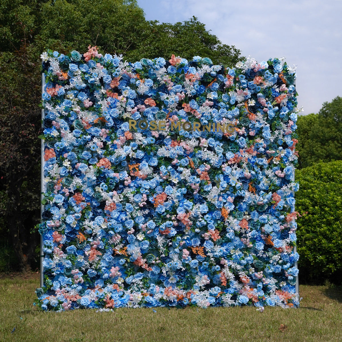 Andrea:5D 2023 New Fabric Artificial Flower Wall Rolling Up Curtain Flower Wall 8ft*8ft - R136 Rose Morning