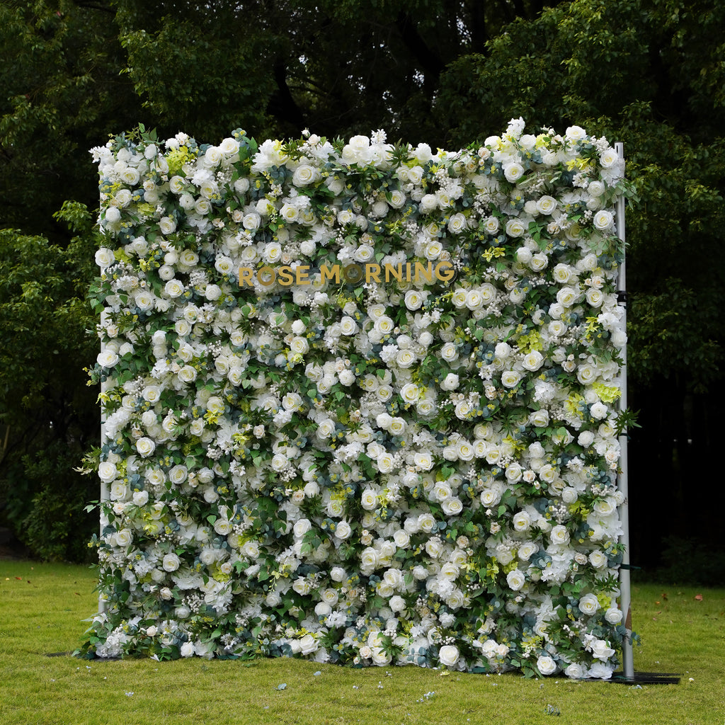 Arcadia 3D Fabric Artificial Flower Wall Rolling Up Curtain Flower Wall Rose Morning