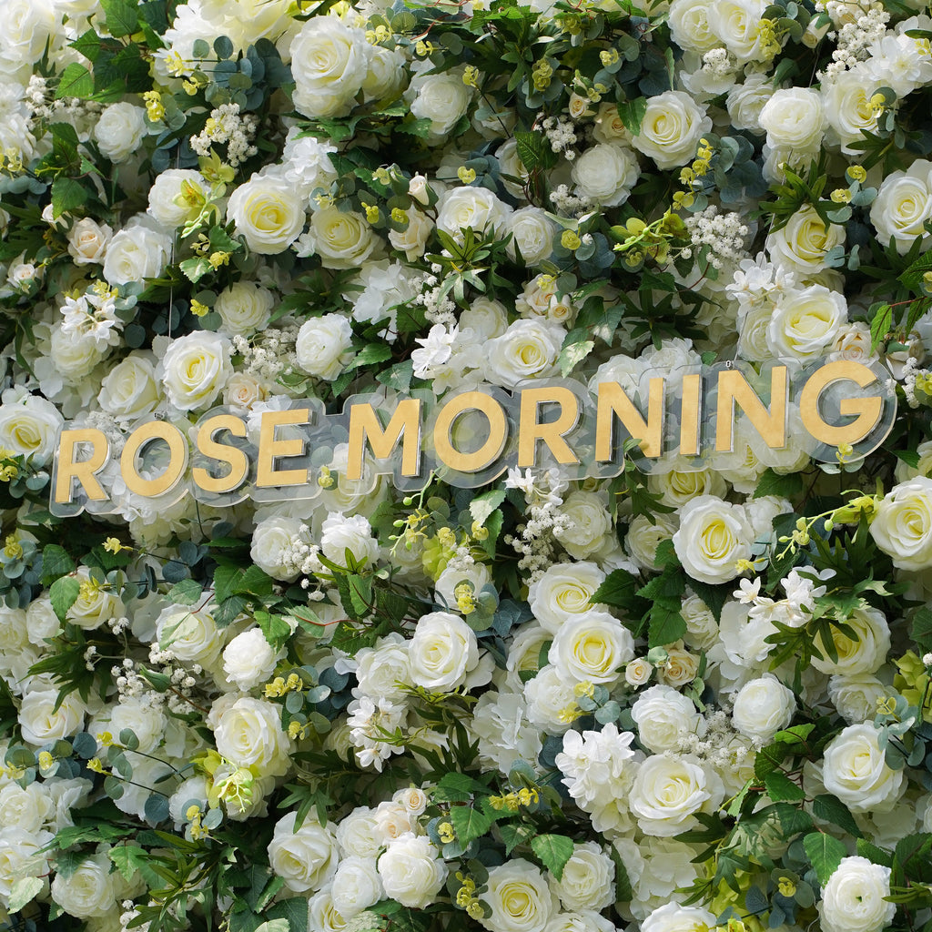 Arcadia 3D Fabric Artificial Flower Wall Rolling Up Curtain Flower Wall Rose Morning