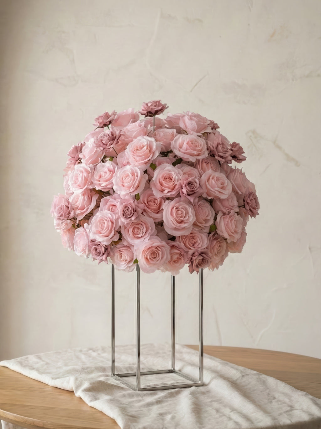 Valsora | 5D Gradient Warm Blush Pink & Ivory White Event-Ready Silk Rose Floral Wall Backdrop for Romantic Wedding & Proposal Setups | Shipping Included