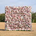 Solara | 3D Elegant Ivory & Blush Rose Silk Flower Wall Curtain for Wedding Ceremony & Events Decor | Shipping Included