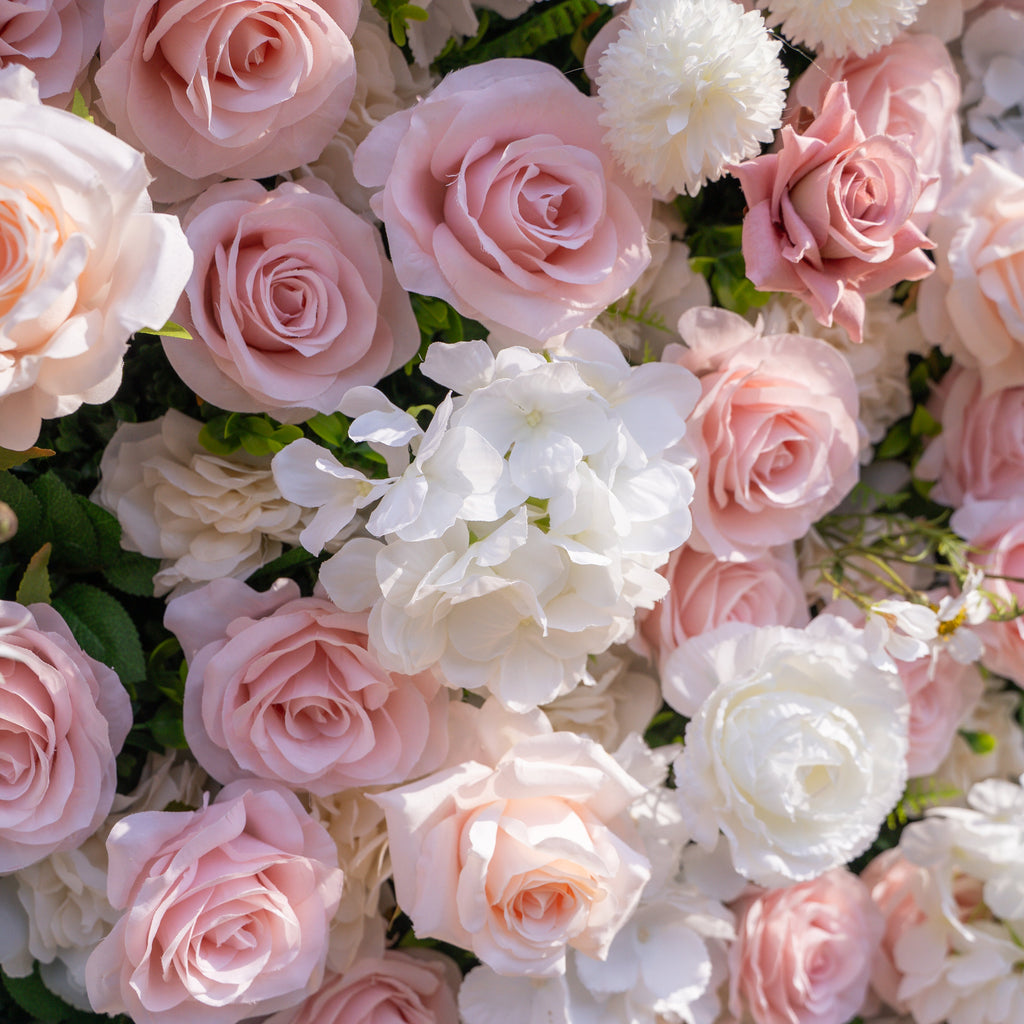 Solara | 3D Elegant Ivory & Blush Rose Silk Flower Wall Curtain for Wedding Ceremony & Events Decor | Shipping Included