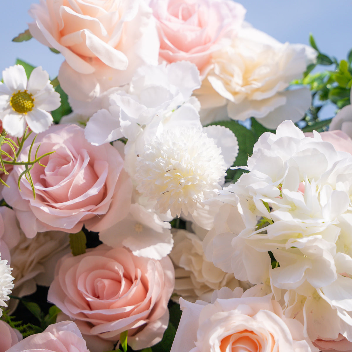 Solara | 3D Elegant Ivory & Blush Rose Silk Flower Wall Curtain for Wedding Ceremony & Events Decor | Shipping Included
