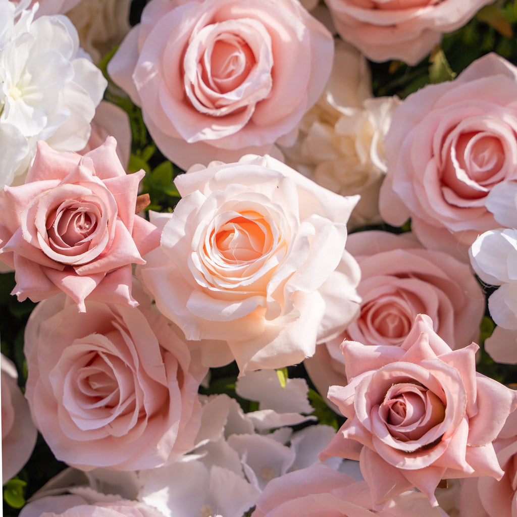 Solara | 3D Elegant Ivory & Blush Rose Silk Flower Wall Curtain for Wedding Ceremony & Events Decor | Shipping Included