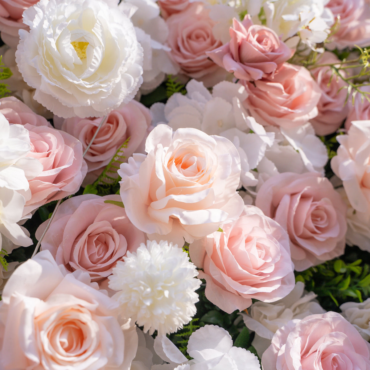 Solara | 3D Elegant Ivory & Blush Rose Silk Flower Wall Curtain for Wedding Ceremony & Events Decor | Shipping Included