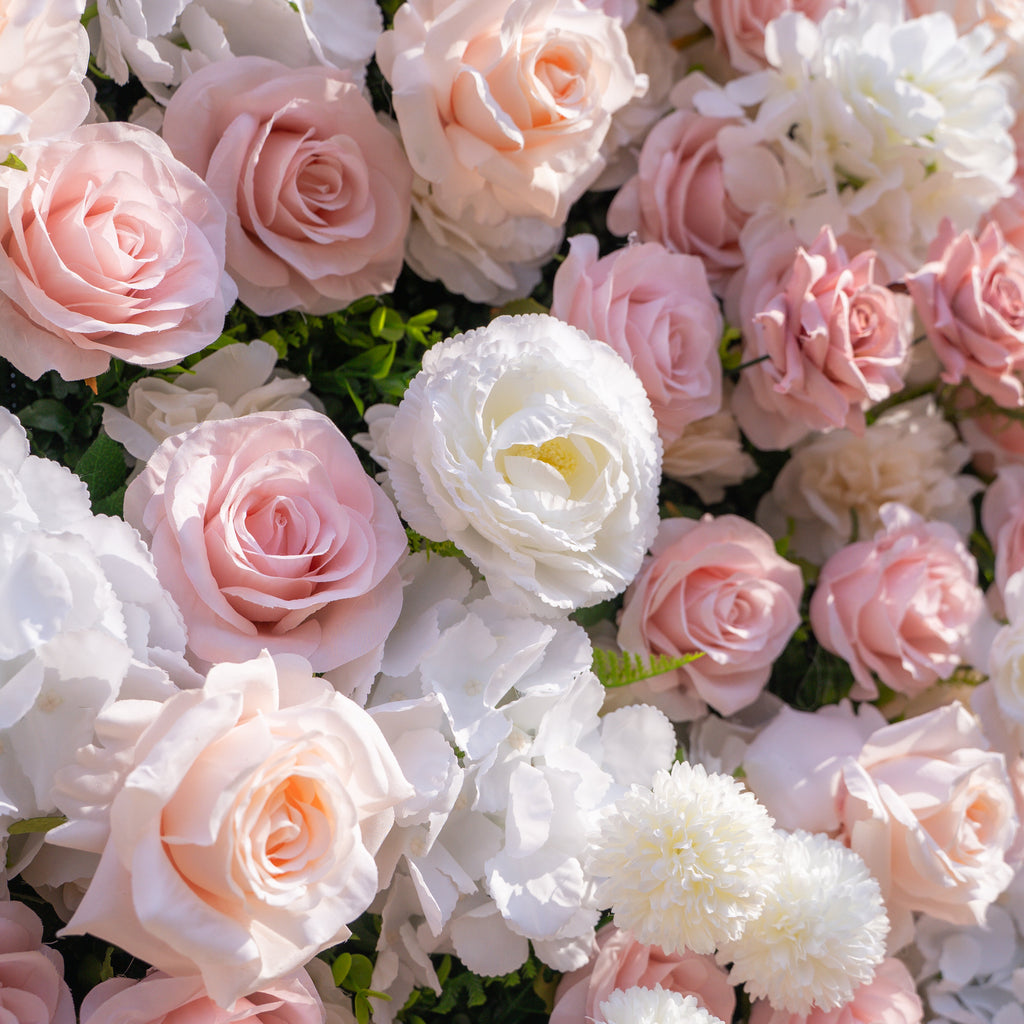 Solara | 3D Elegant Ivory & Blush Rose Silk Flower Wall Curtain for Wedding Ceremony & Events Decor | Shipping Included