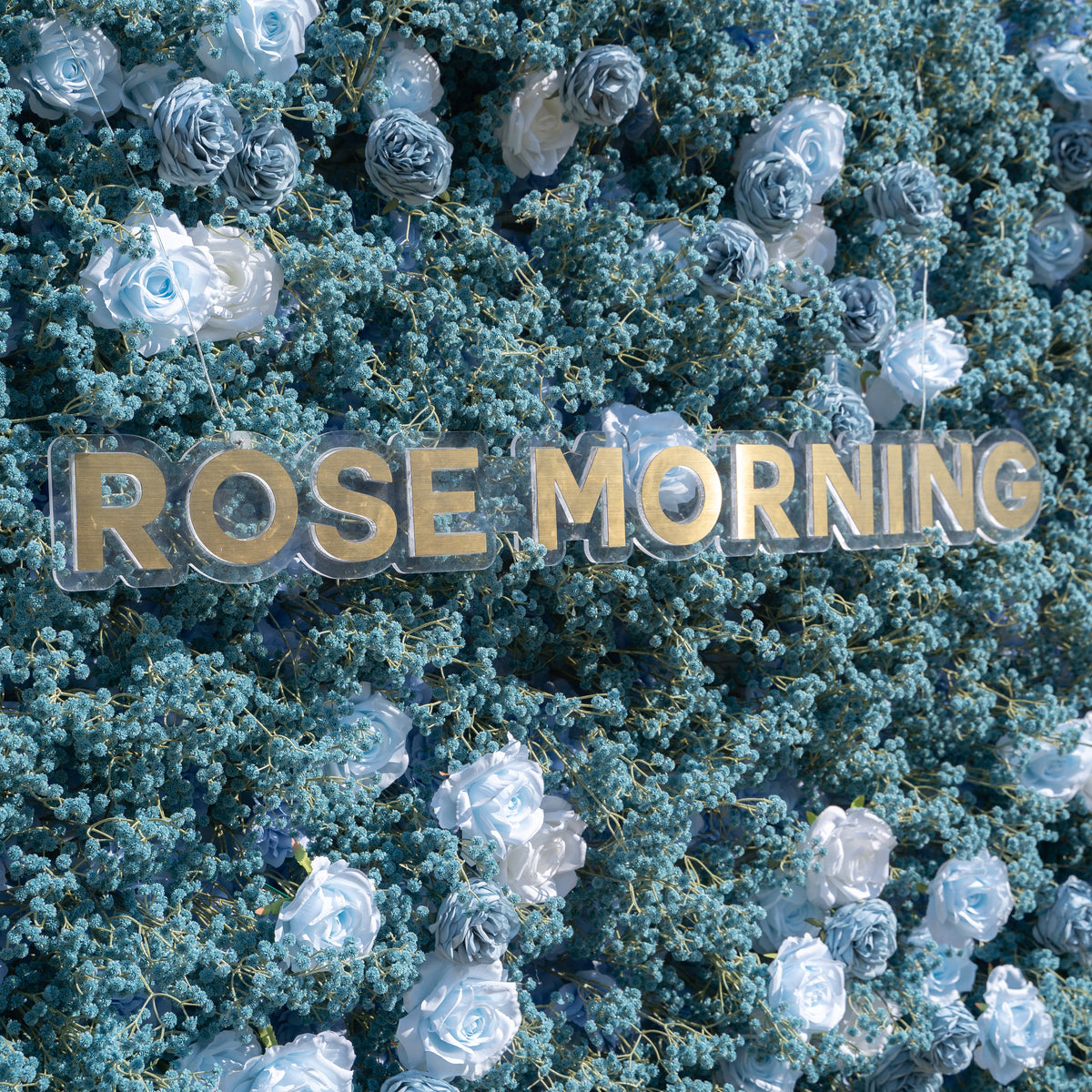 Blue Baby Breath | 3D Event-Ready Artificial Floral Wall Backdrop, Roll-Up Fabric | Shipping Included