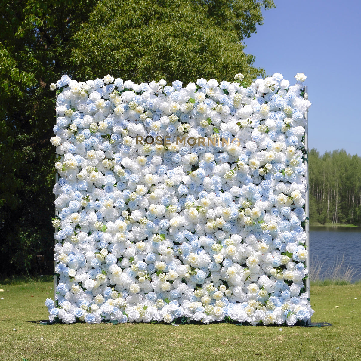 BlueSky | 4D Event-Ready Artificial Floral Wall Backdrop, Zip-Up Fabric 8ft*8ft | Shipping Included