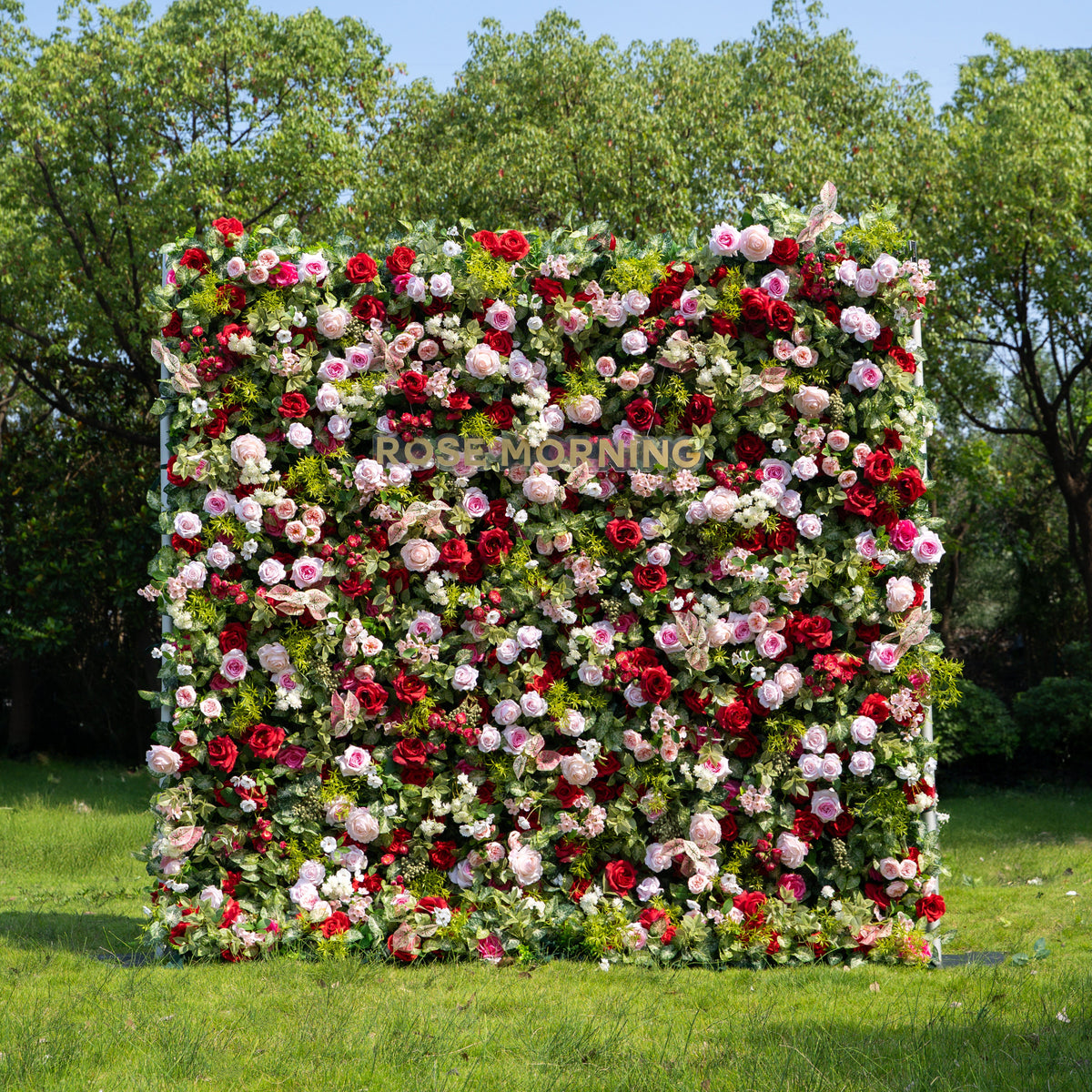 Bonjour | 5D Event-Ready Artificial Floral Wall Backdrop, Zip-Up Fabric 8ft*8ft | Shipping Included
