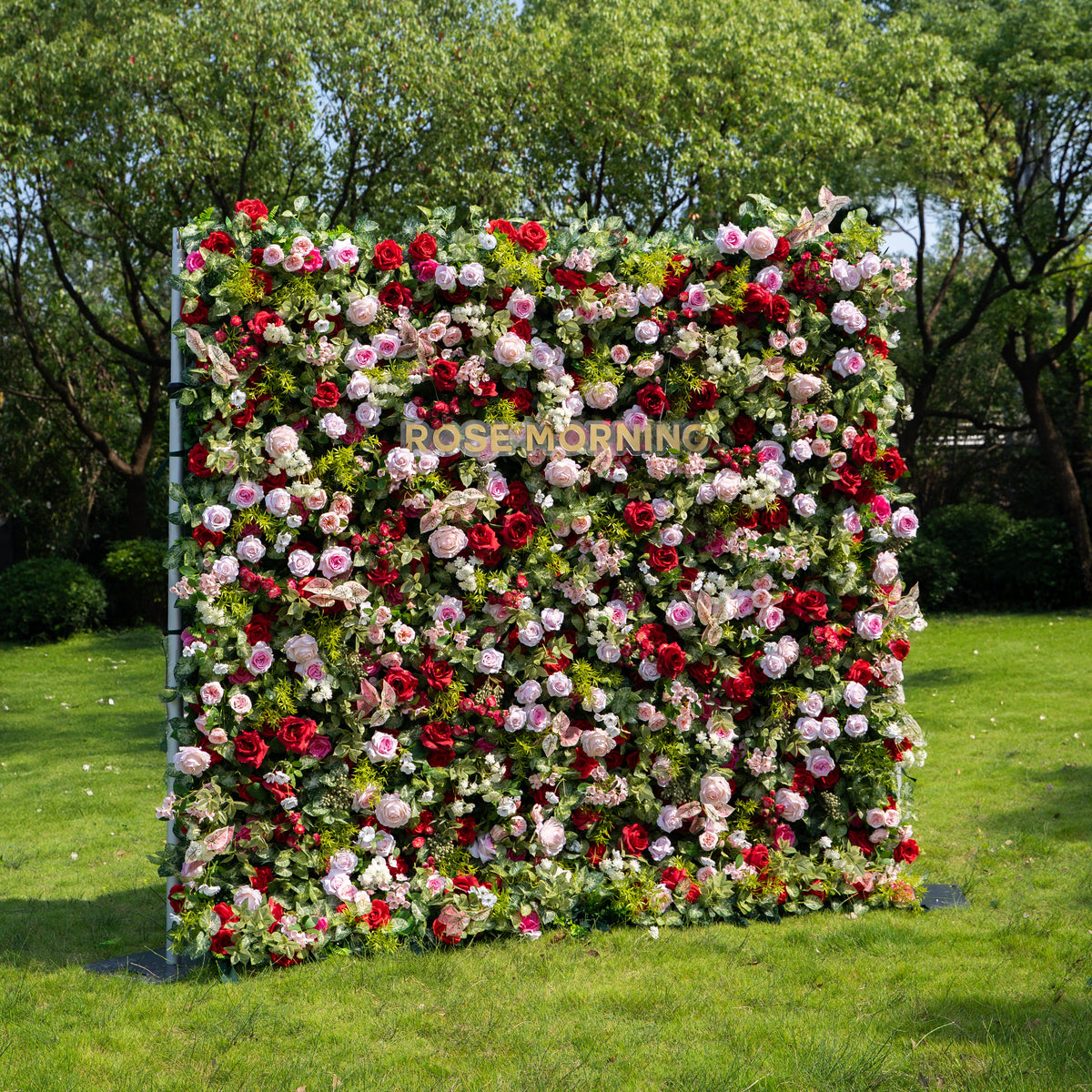 Bonjour | 5D Event-Ready Artificial Floral Wall Backdrop, Zip-Up Fabric 8ft*8ft | Shipping Included