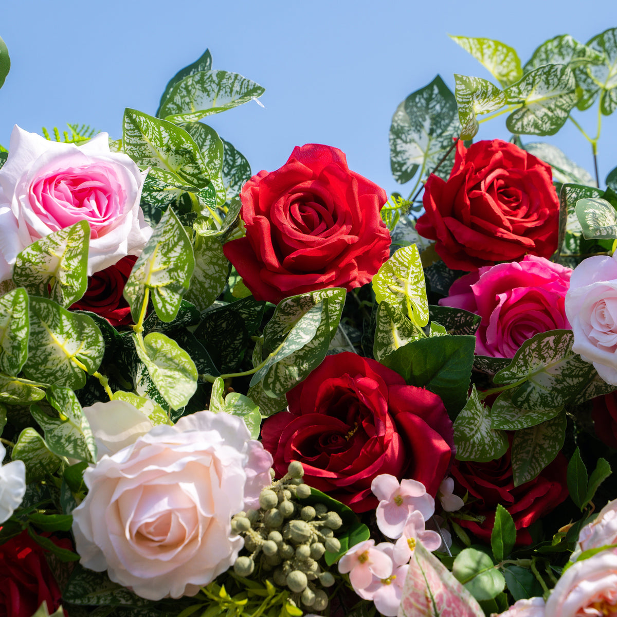 Bonjour | 5D Event-Ready Artificial Floral Wall Backdrop, Zip-Up Fabric 8ft*8ft | Shipping Included