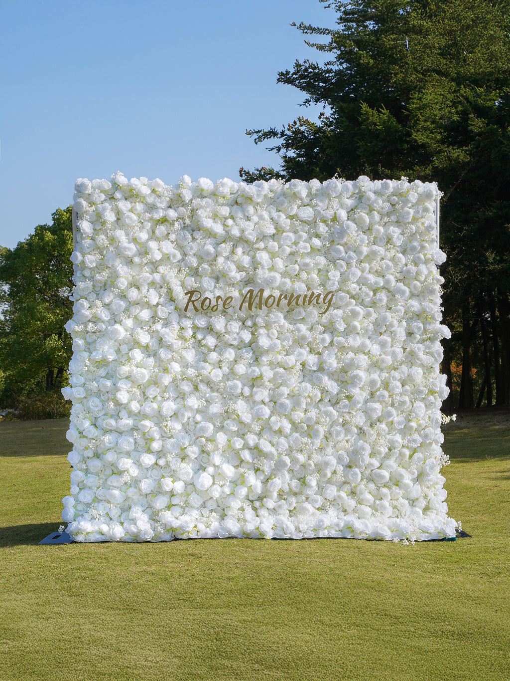 Breath | 5D White Roses Event-Ready Artificial Floral Wall Backdrop, Roll-Up Fabric | Shipping Included