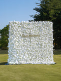 Breath | 5D White Roses Event-Ready Artificial Floral Wall Backdrop, Roll-Up Fabric | Shipping Included