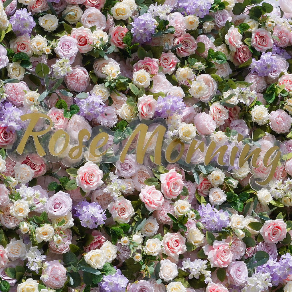 Briar:5D Fabric Artificial Flower Wall Rolling Up Curtain Flower Wall 8ft*8ft -R054 Rose Morning
