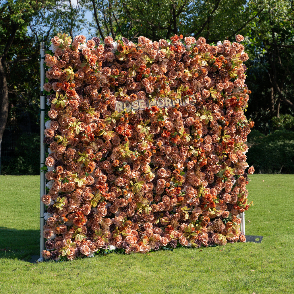 Cappuccino - Autumn Fall | 5D Fabric Flower Wall Backdrop for Wedding Birthday Party Event Decoration | Shipping Included