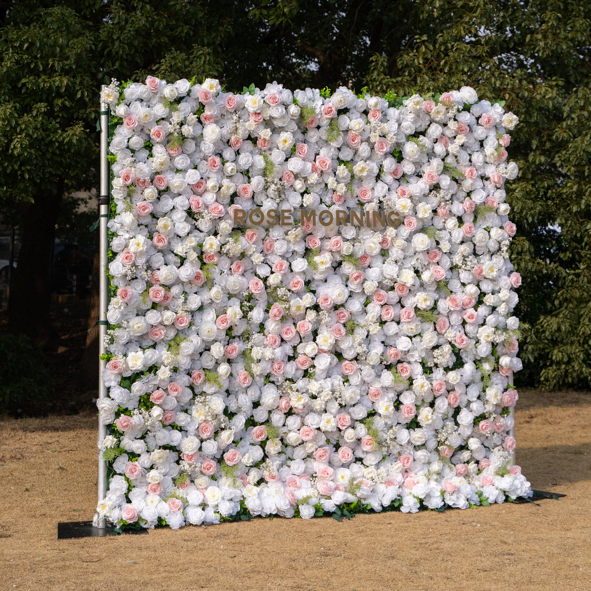 Céline | 3D Elegant White & Blush Pink Event-Ready Silk Rose Floral Wall Backdrop for Luxury Weddings & Events(In Us Stock & Shipping 5-7 Days) | Shipping Included