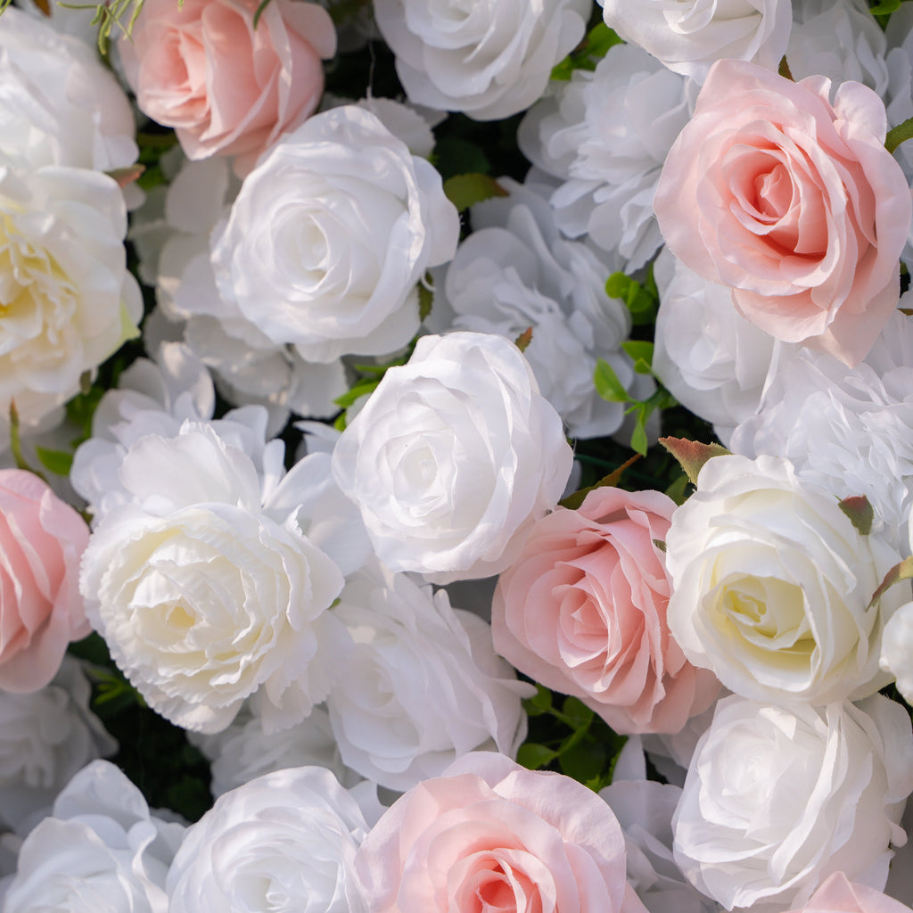 Céline | 3D Elegant White & Blush Pink Event-Ready Silk Rose Floral Wall Backdrop for Luxury Weddings & Events(In Us Stock & Shipping 5-7 Days) | Shipping Included