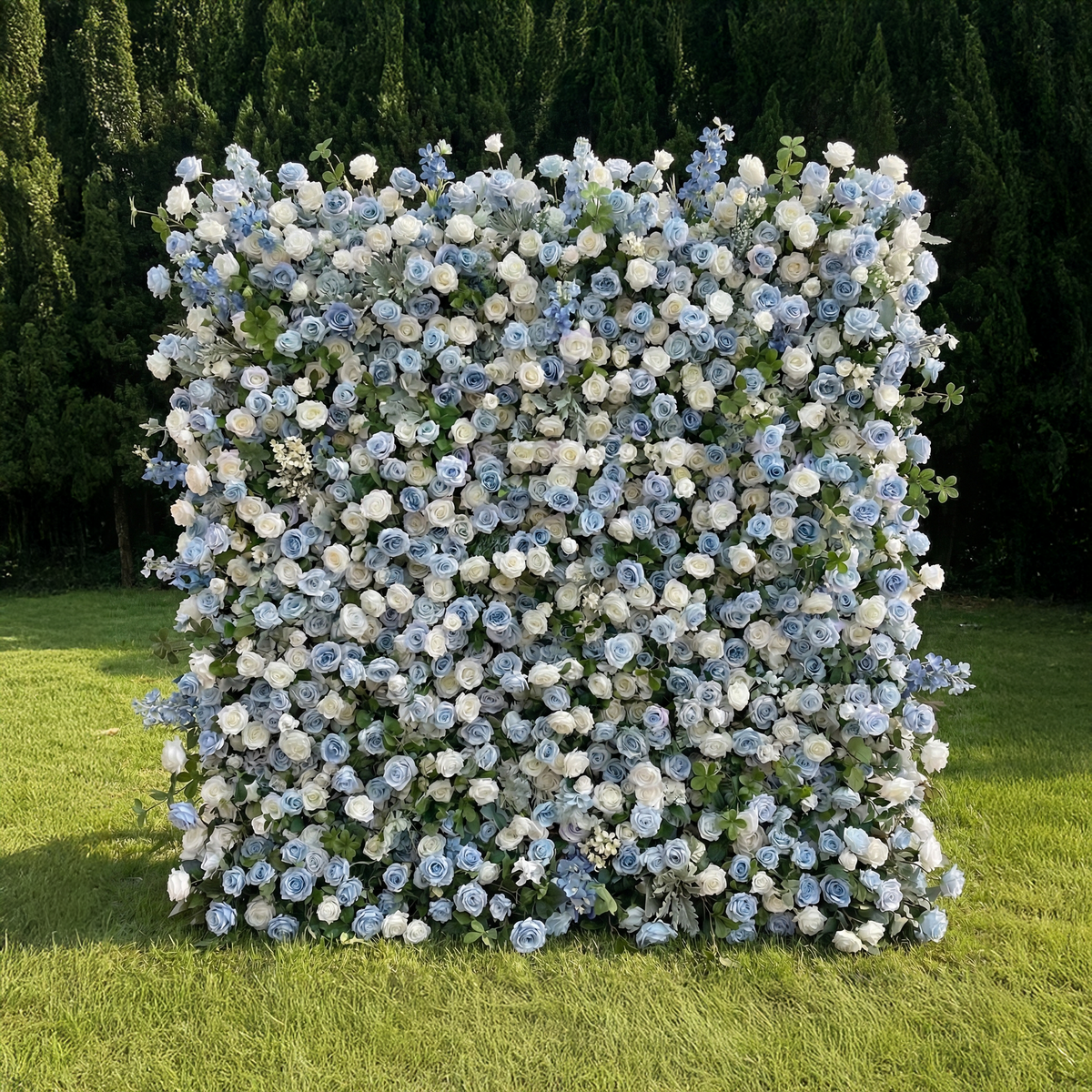 Corin | Luxury 5D Serene Blue & Cream Event-Ready Silk Floral Wall Backdrop for Seaside Weddings & Events | Shipping Included