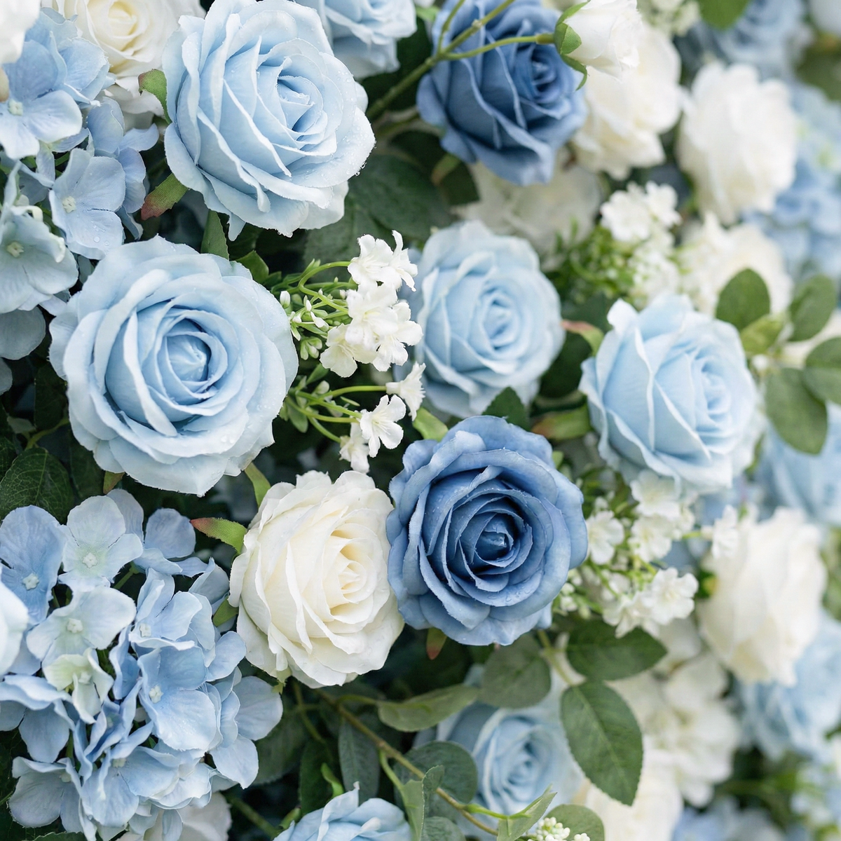 Corin | Luxury 5D Serene Blue & Cream Event-Ready Silk Floral Wall Backdrop for Seaside Weddings & Events | Shipping Included