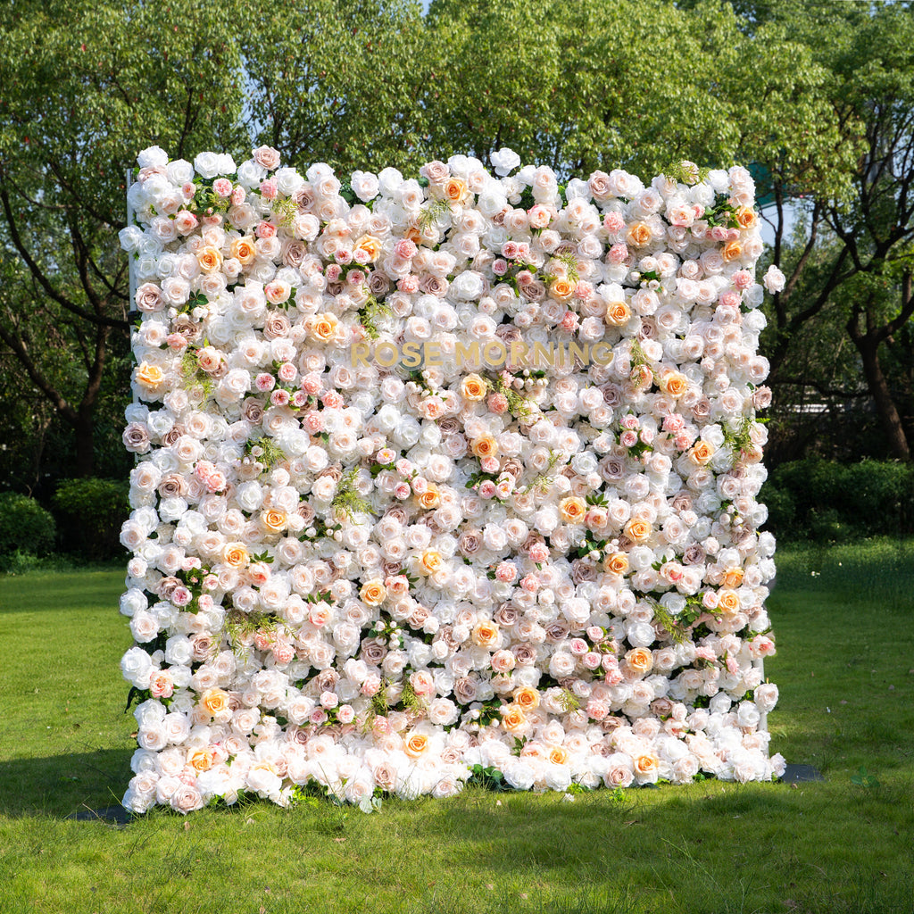 Corissa | 5D Event-Ready Artificial Floral Wall Backdrop, Zip-Up Fabric 8ft*8ft | Shipping Included