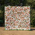 Elara | 3D Champagne & White Silk Rose Roll-Up Curtain Floral Wall Backdrop for Wedding Party & Event Decor(Delivery in 5-7 Days Only USA)) | Shipping Included