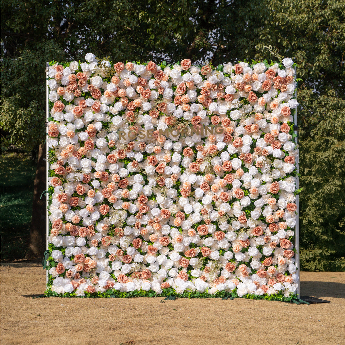 Elara | 3D Champagne & White Silk Rose Roll-Up Curtain Floral Wall Backdrop for Wedding Party & Event Decor(Delivery in 5-7 Days Only USA)) | Shipping Included