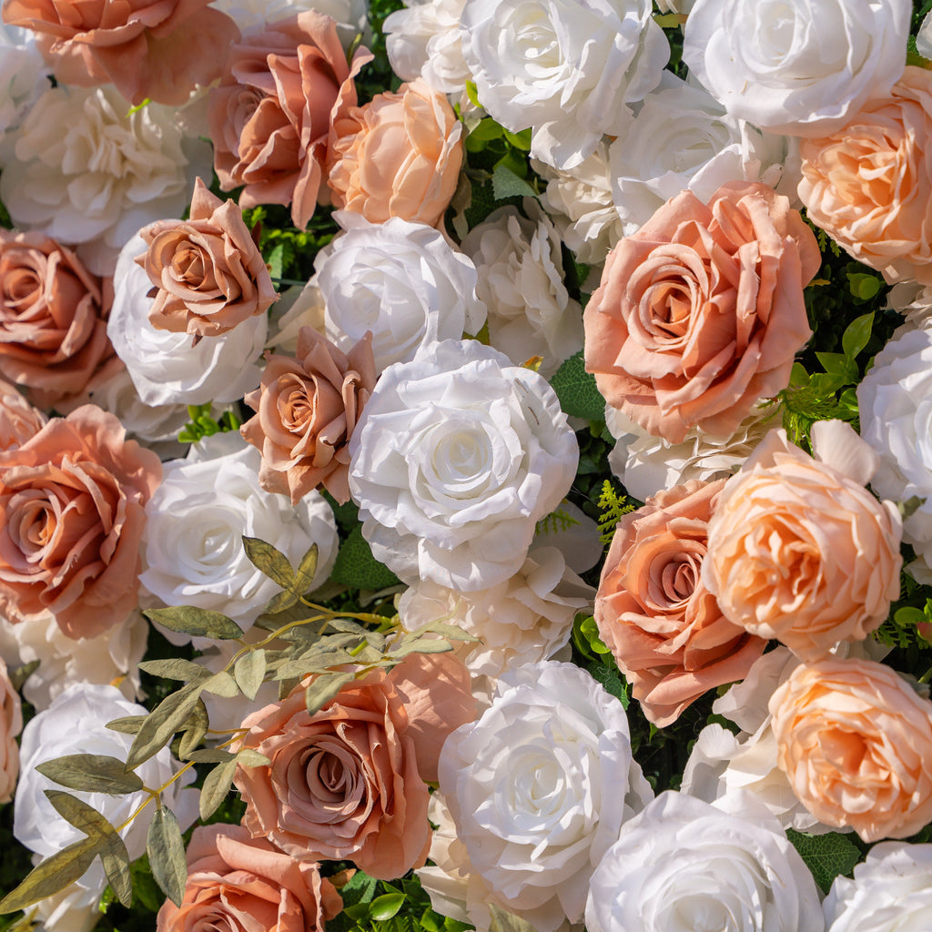 Elara | 3D Champagne & White Silk Rose Roll-Up Curtain Floral Wall Backdrop for Wedding Party & Event Decor(Delivery in 5-7 Days Only USA)) | Shipping Included