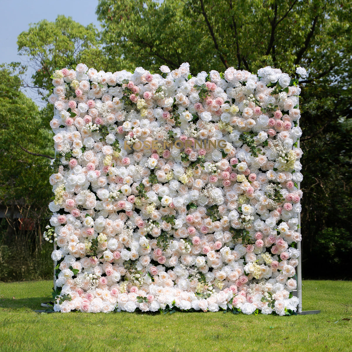 Elia | 5D Event-Ready Artificial Floral Wall Backdrop, Zip-Up Fabric 8ft*8ft | Shipping Included