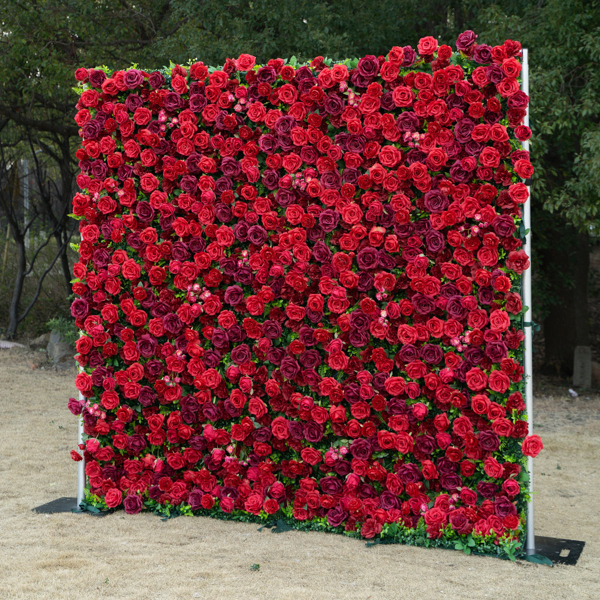 Elysia | 3D Luxury Burgundy Event-Ready Silk Rose Floral Wall Backdrop for Romantic Weddings & Events | Shipping Included
