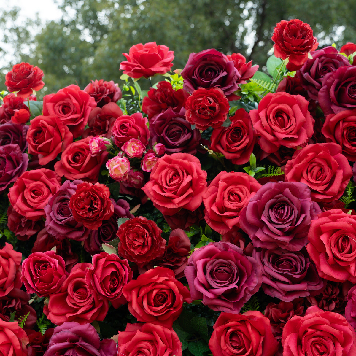 Elysia | 3D Luxury Burgundy Event-Ready Silk Rose Floral Wall Backdrop for Romantic Weddings & Events | Shipping Included