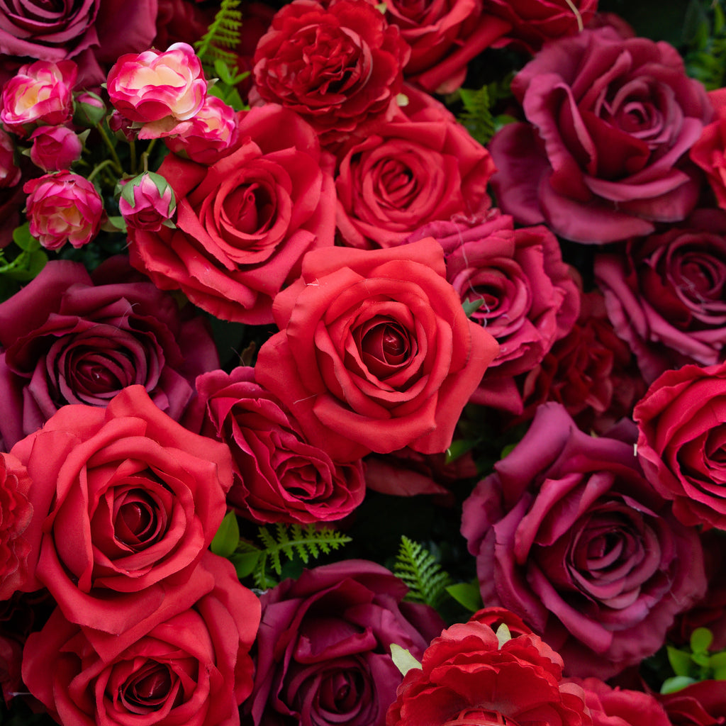Elysia | 3D Luxury Burgundy Event-Ready Silk Rose Floral Wall Backdrop for Romantic Weddings & Events | Shipping Included