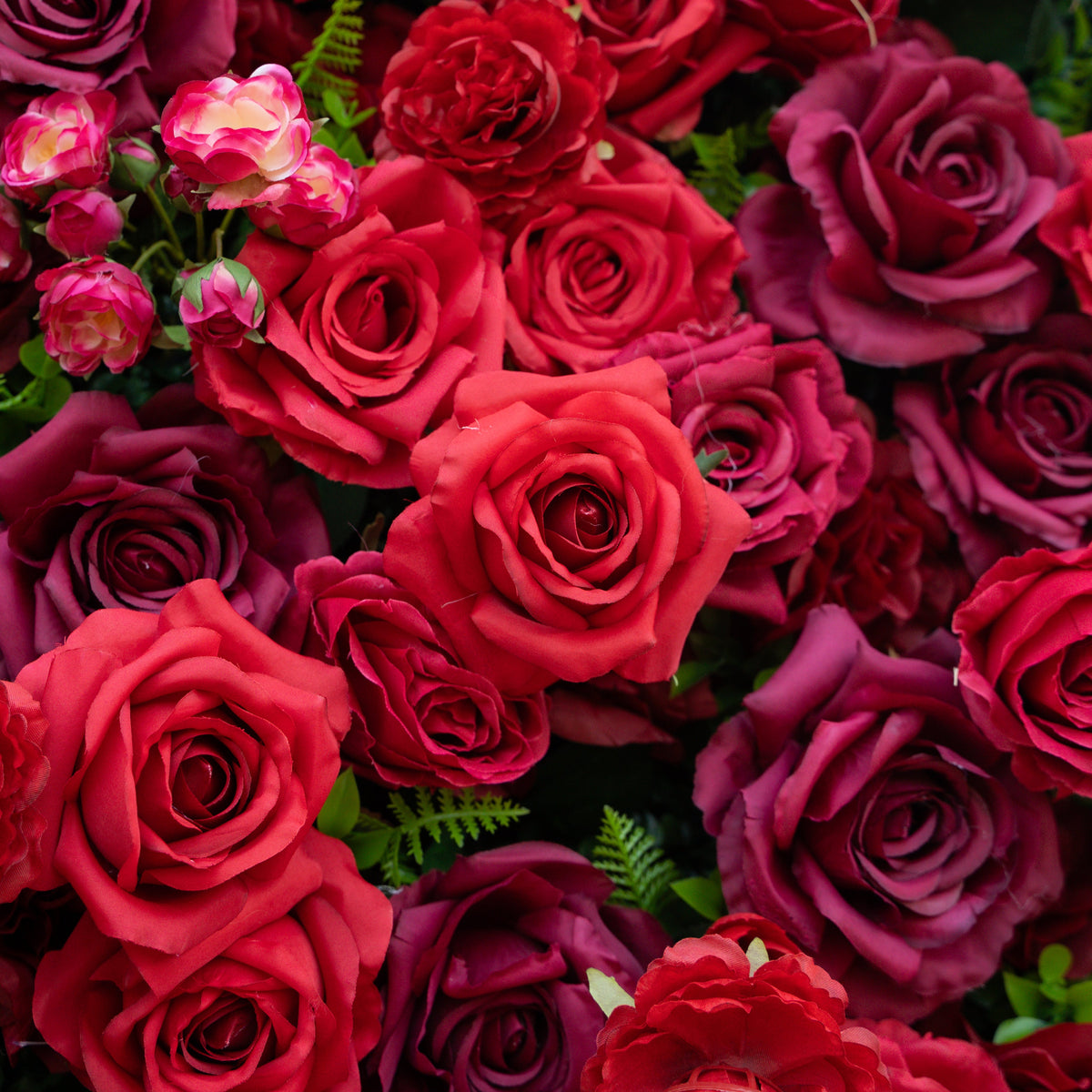 Elysia | 3D Luxury Burgundy Event-Ready Silk Rose Floral Wall Backdrop for Romantic Weddings & Events | Shipping Included