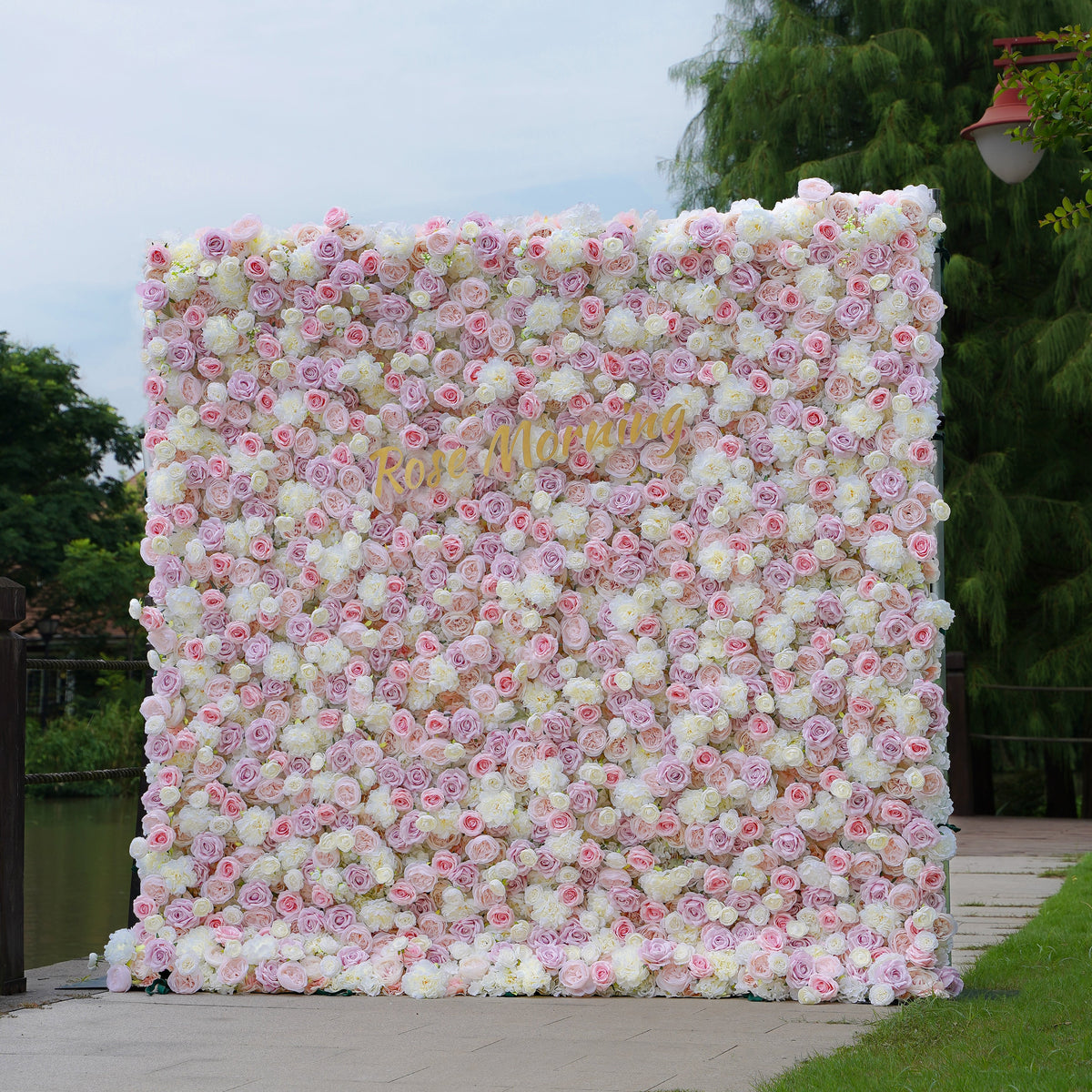 Hannah:  5D Fabric Artificial Flower Wall Rolling Up Curtain Flower Wall R013 - 8ft*8ft Rose Morning
