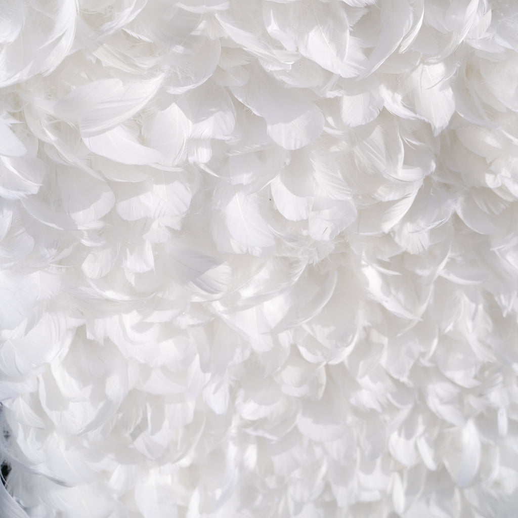 Hilton | Pure White Feather Flower Wall - 5D Fabric Backdrop for Wedding Birthday Party Event Decoration | Shipping Included